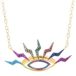 RARE Gem Girl 18K Gold Plate Multi Gemstone Hope Amuleto Necklace